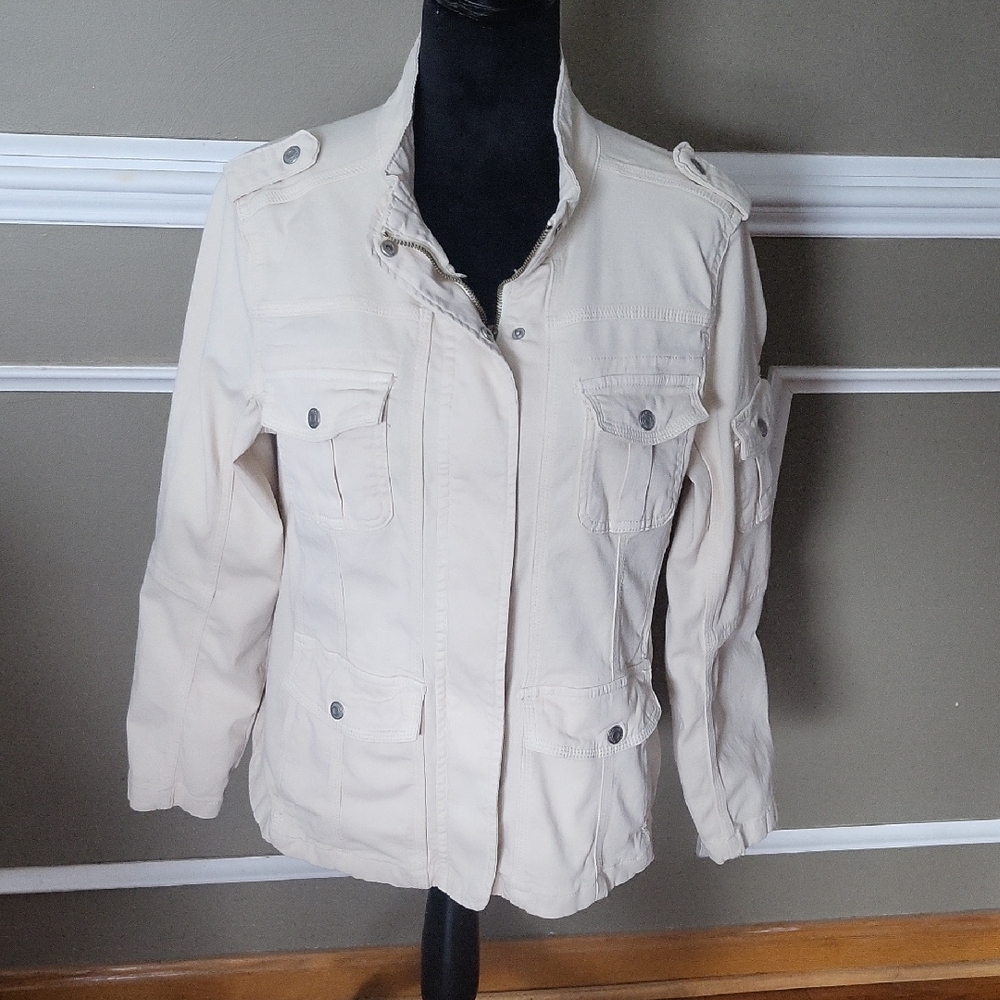 Kensie Women's Utility Jacket in Cream Size Large